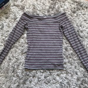 Off the shoulder, long sleeve crop top